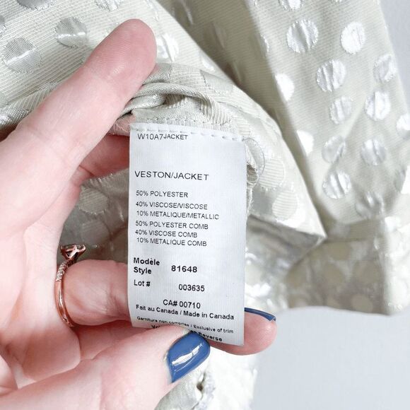 Joseph Ribkoff Womens Jacket Full Zip Cropped Style Circle Pattern Off White Siz - Picture 4 of 9